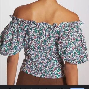 Banjanan Anthropologie Floral puff sleeve off shoulder smocked top XS